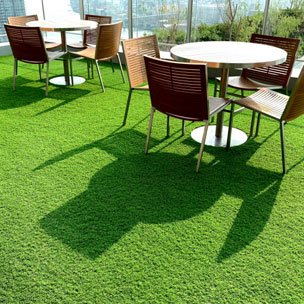 Terrace Artificial Grass with chairs