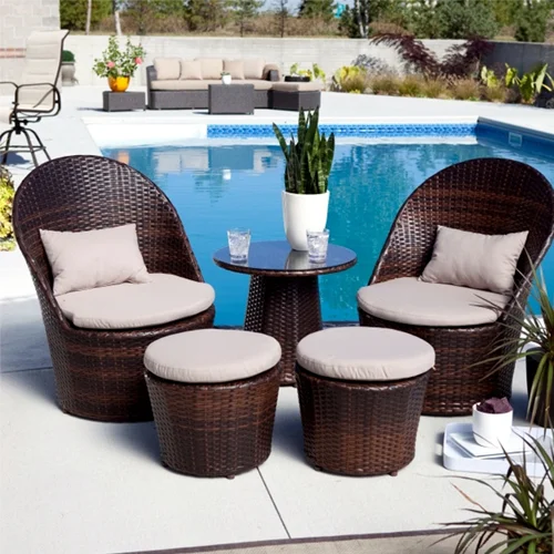 outdoor seating furniture near pool