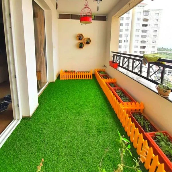 Balcony garden with artificial grass