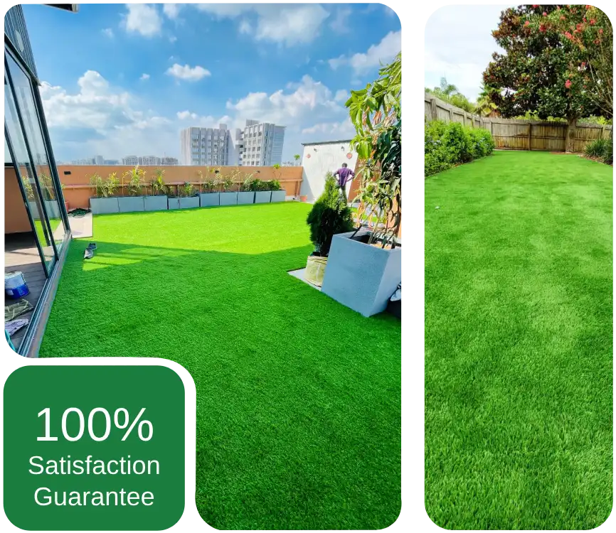 lush green artificial grass install in outdoor space