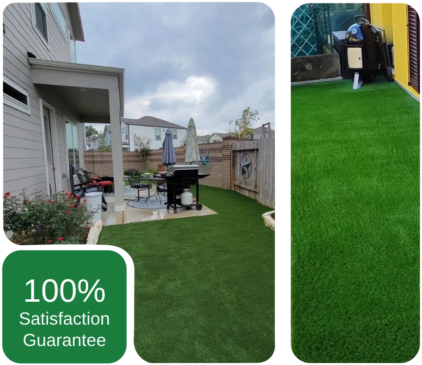 backyard and patio with artificial grass