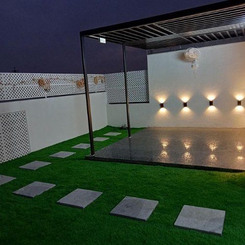 Terrace after artificial grass installation