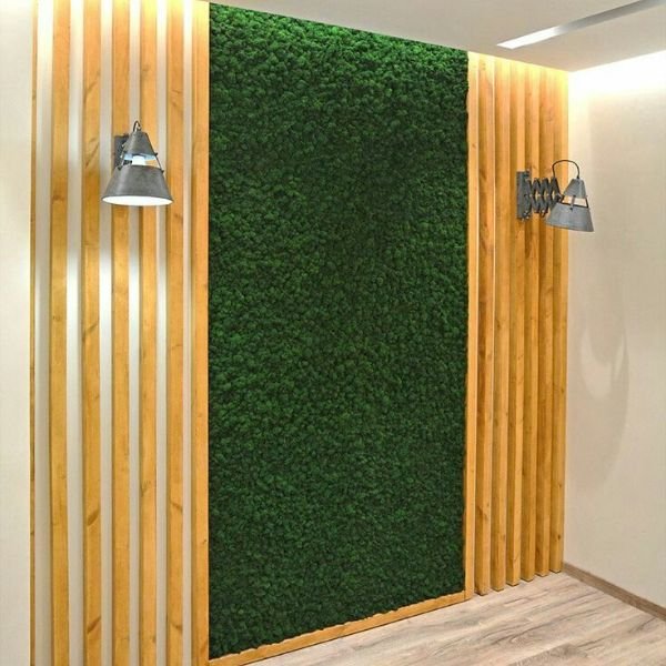 wall panel with artificial grass idea