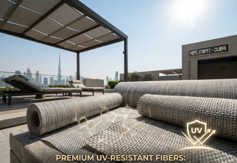 Premium UV-resistant fibers engineered for Dubai's intense summer heat