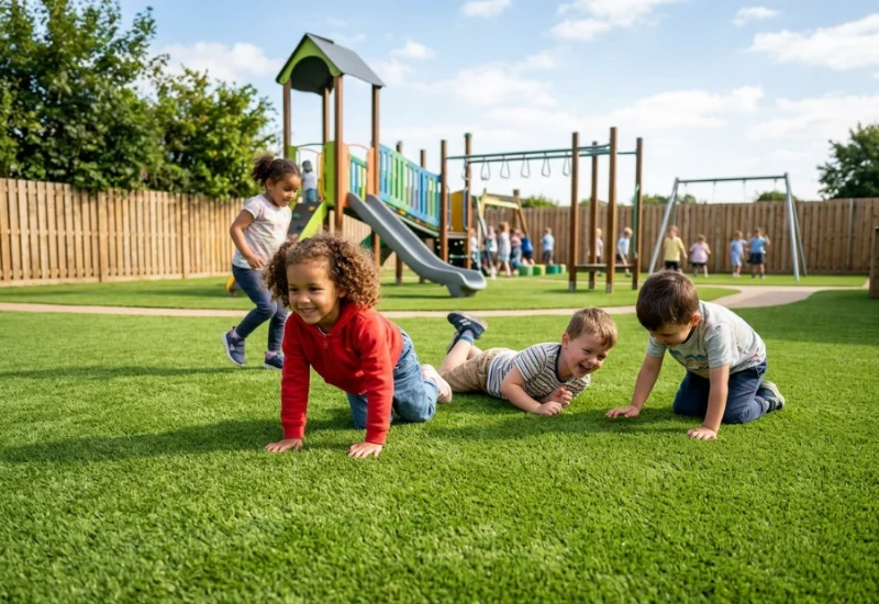 Safe, soft, and durable playground turf for children's play areas