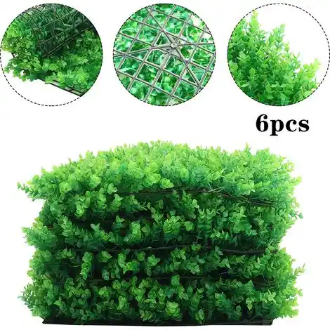 Set of 6 Artificial Topiary Plant Mat Greenery Wall Hedge Grass Fence - Image 2